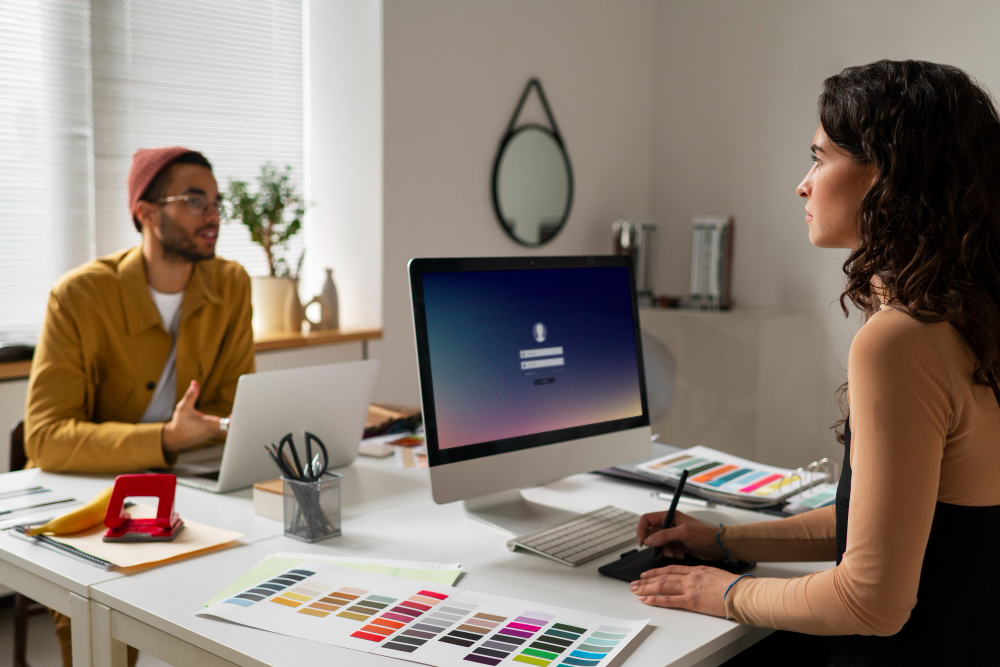 website designer working out of the office