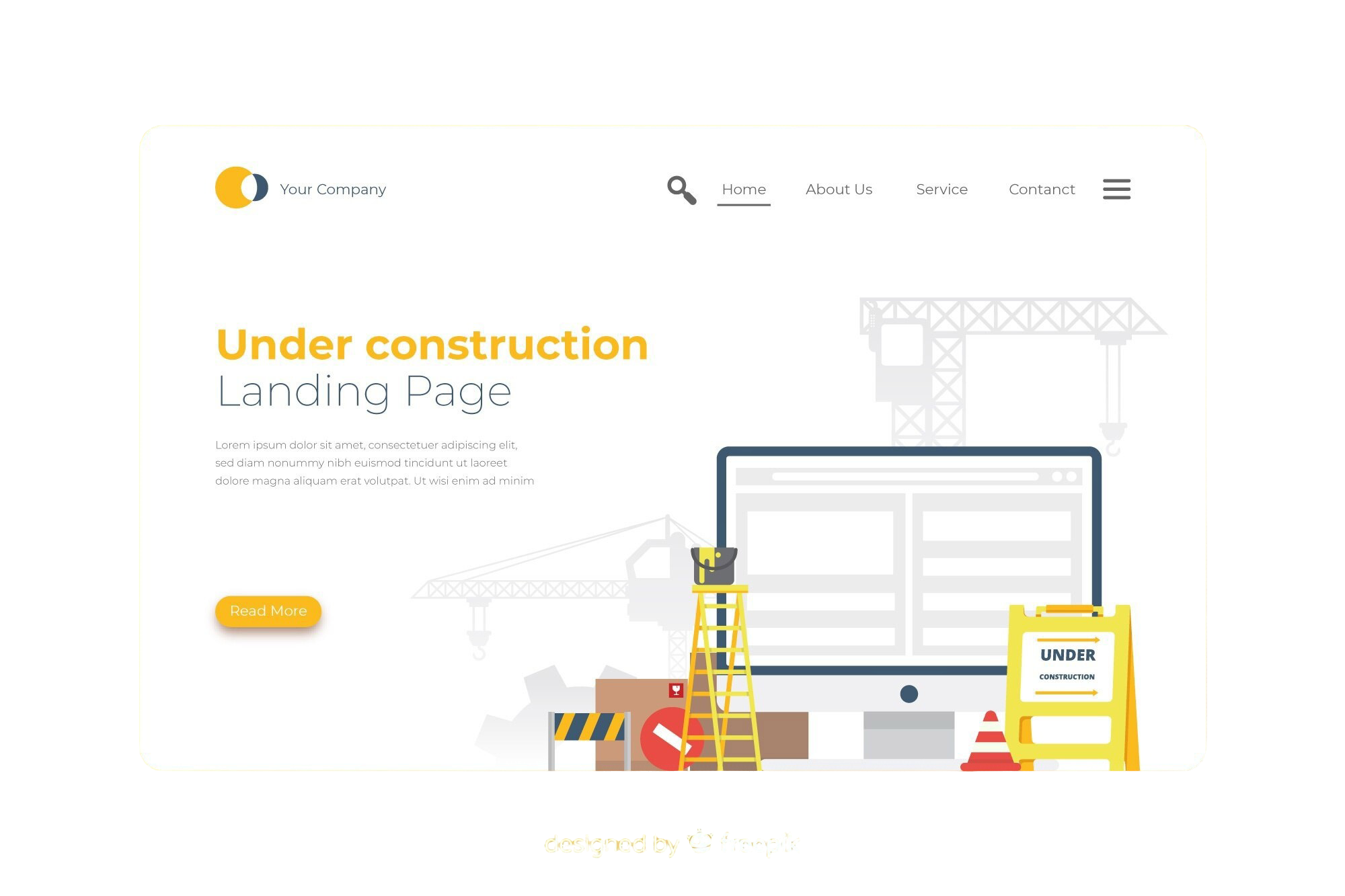 construction website design on white background